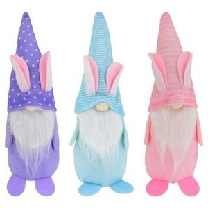 3 Piece Set of Plush Easter Bunny Gnome Dolls Holiday Home Decor